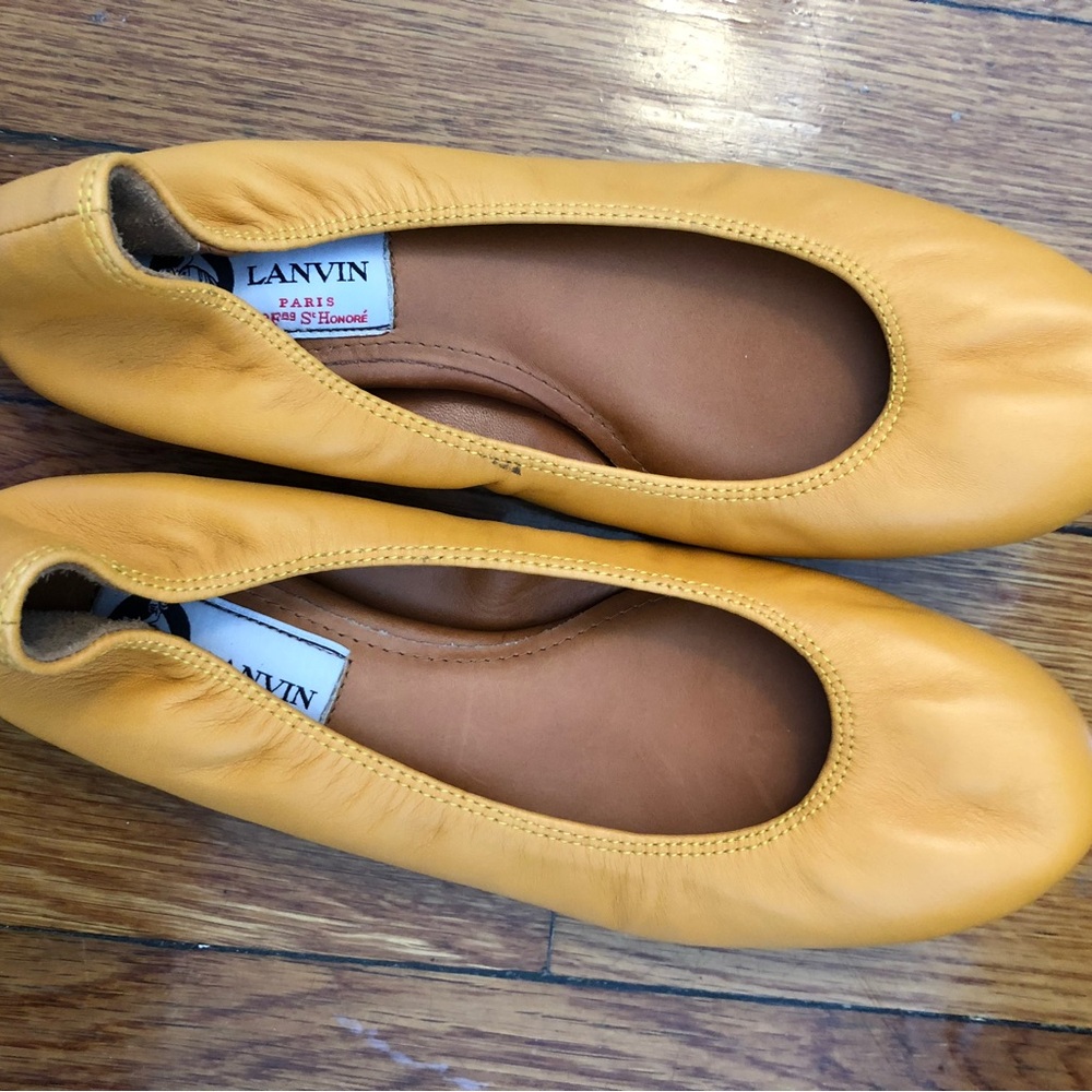 Lanvin Yellow Leather Ballet Flats